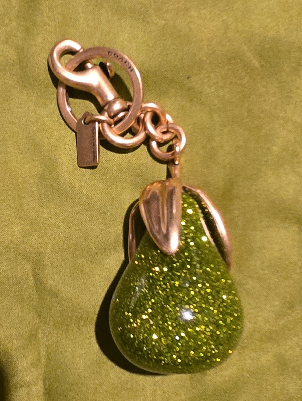 Coach Sparkling Green Pear Keychain Charm